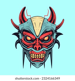 Bring your nightmares to life with a devil demon head illustration, designed in vector format for flexibility and high-quality output