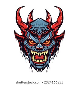 Bring your nightmares to life with a devil demon head illustration, designed in vector format for flexibility and high-quality output