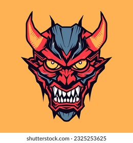 Bring your nightmares to life with a devil demon head illustration, designed in vector format for flexibility and high-quality output