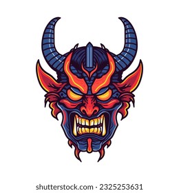 Bring your nightmares to life with a devil demon head illustration, designed in vector format for flexibility and high-quality output