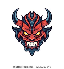 Bring your nightmares to life with a devil demon head illustration, designed in vector format for flexibility and high-quality output