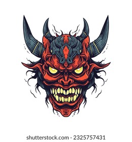 Bring your nightmares to life with a devil demon head illustration, designed in vector format for flexibility and high-quality output