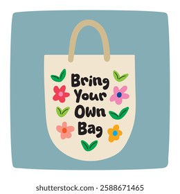 Bring your own bag lettering. Vector illustration