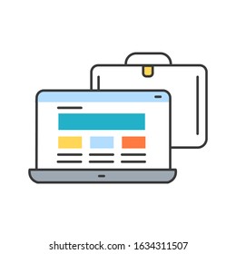 Bring your own device BYOD color line icon. Refers to being allowed to use one's personally owned device. Pictogram for web page, mobile app, promo. UI UX GUI design element. Editable stroke.