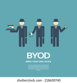 Bring your own device, BYOD, concept illustration with various devices. Eps10 vector illustration