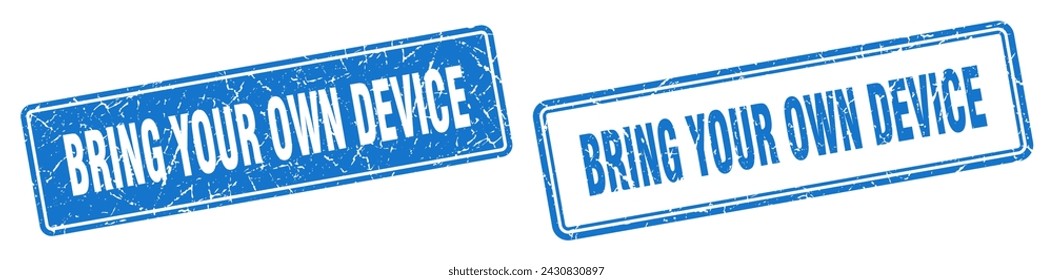 bring your own device square stamp. bring your own device grunge sign set