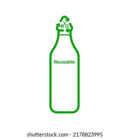 Bring your own reusable bottle icon. Editable stroke vector symbol. Recycle arrow bottle cap as a gimmick of BYO reducing of waste.