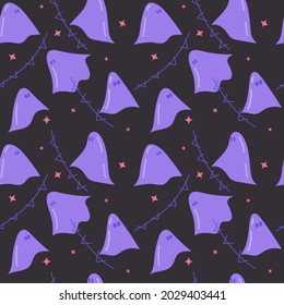 Bringing hand-drawn Halloween seamless pattern vector image