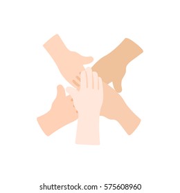 bringing people together. hand on his arm. cohesion