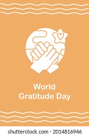 Bringing whole world together greeting card with glyph icon element. Creative simple postcard vector design. Decorative invitation with minimal illustration. Creative banner with celebratory text