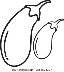 Brinjal outline coloring book page and digital line art.