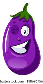 Vector de ilustración de wining de Brinjal sobre fondo blanco