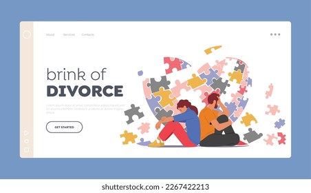 Brink of Divorce Landing Page Template. Couple In Family Disagreement Between Family Members. Importance Of Effective Clear Communication In Family Relationships. Cartoon People Vector Illustration