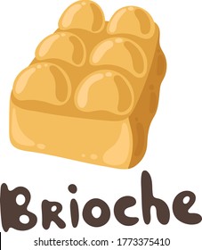 Brioche bread drawing. Cute flat style. Vector Brioche hand drawn logo. French food clipart. National food of France. Icons for menu. Vector template for cafe or bakery design.