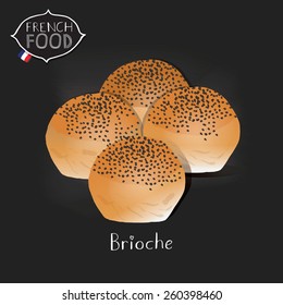 Brioche, bun illustration.