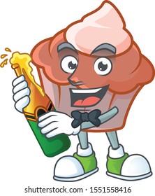 Brioche with cream with mascot shape bring beer.