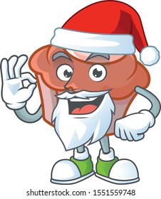 Brioche with cream with mascot shape santa claus.