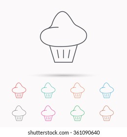 Brioche icon. Bread bun sign. Bakery symbol. Linear icons on white background.