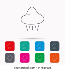 Brioche icon. Bread bun sign. Bakery symbol. Linear icons in squares on white background. Flat web symbols. Vector