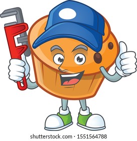 Brioche mascot with plumber on white background