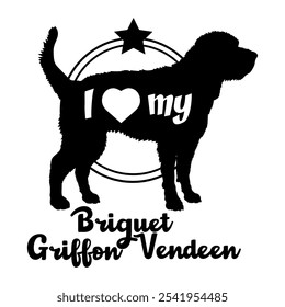 Briquet Griffon Vendeen Hund Silhouette, ich liebe meinen Hund, Hund, Hunderassen, Logo, Vektor, Silhouette, Tier, Illustration, Symbol, Zeichen, schwarz, Haustier,