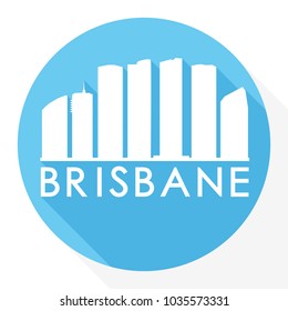 Brisbane Australia Flat Icon Skyline Silhouette Design City Vector Art.