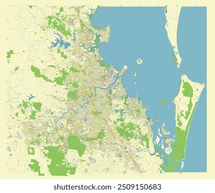 Brisbane Australia Hoch detaillierte Vektorkarte Straßenkarte Straßenkarte