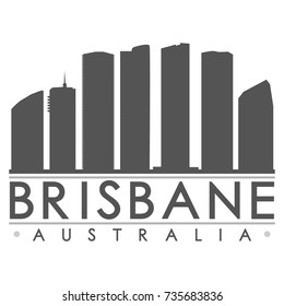 Brisbane Australia Oceania Skyline Silhouette Design City Vector Art Famous Buildings