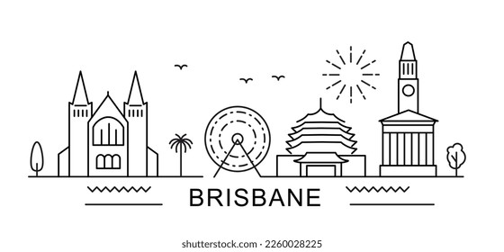 Brisbane City Line View. Plakatdruck minimales Design. Australien