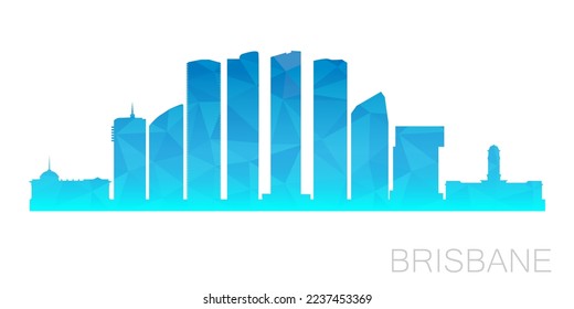 Brisbane QLD, Australia Low Poly Skyline Clip Art City Design. Geometric Polygon Graphic Horizon Icon. Vector Illustration Symbol.