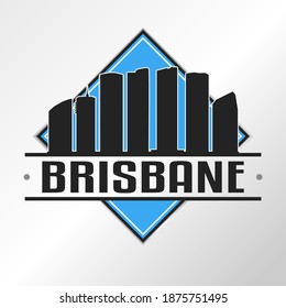 Brisbane QLD, Australia Skyline Logo. Adventure Landscape Design Vector City Illustration.