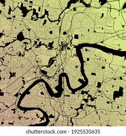 Brisbane, Queensland, Australien (AUS) - Urban Vektor Stadtplan mit Parks, Bahn und Straßen, Autobahnen, minimalistisches Stadtplanplakat, Stadtzentrum, Innenstadt, Transitnetz, Straßenplan