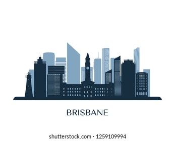 Brisbane skyline, monochrome silhouette. Vector illustration.