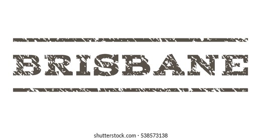 Brisbane watermark stamp. Text caption between horizontal parallel lines with grunge design style. Rubber seal stamp with unclean texture. Vector grey color ink imprint on a white background.