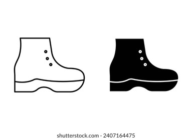 Brisk boot vector line logo art icon mark. snow walk foot boot or shoes   outline drawing set
