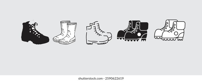 brisk boots icon set. vector illustration