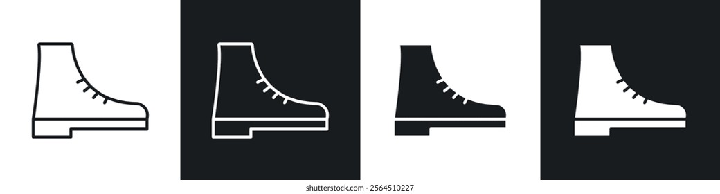 Brisk boots icons collection in black filled and line style.