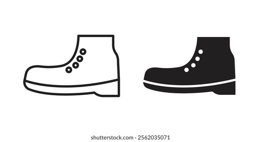 Brisk boots icons in flat and line style set.