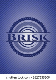 Brisk emblem with denim texture. Vector Illustration. Detailed.