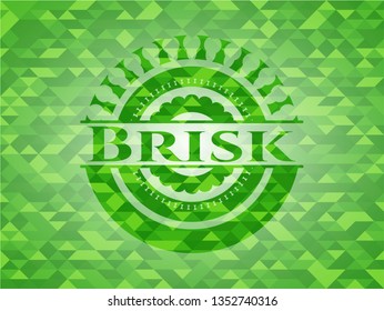Brisk green emblem with triangle mosaic background