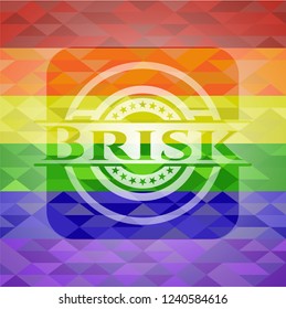 Brisk on mosaic background with the colors of the LGBT flag