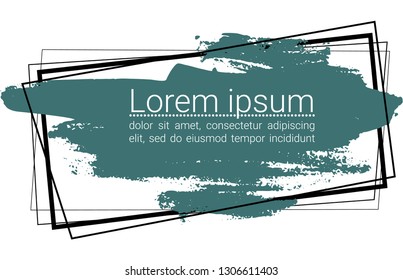 A bristle brush strokes in distorted rectangles is background for your text. The vector picture created in dark cyan and black colors. The white text is written for example.