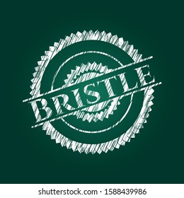 Bristle chalk emblem written on a blackboard. Vector Illustration. Detailed.