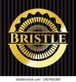 Bristle gold badge or emblem. Vector Illustration. Detailed.