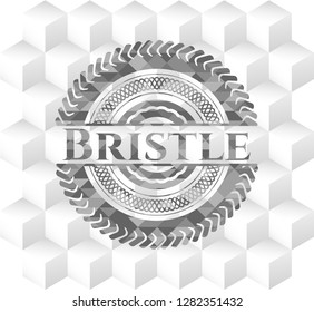 Bristle grey emblem with geometric cube white background