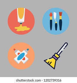bristle icon set. vector set about paint brush, broom and paint tube icons set.