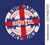 bristol city of england typography graphic print , Abstract fashion drawing and creative design for t-shirts, mugs, graphic tee, sweatshirt, cases, etc. Illustration in modern style for clothes