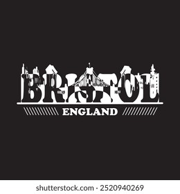 bristol city of england typography graphic print , Abstract fashion drawing and creative design for t-shirts,mugs,graphic tee, sweatshirt, cases, etc. Illustration in modern style for clothes