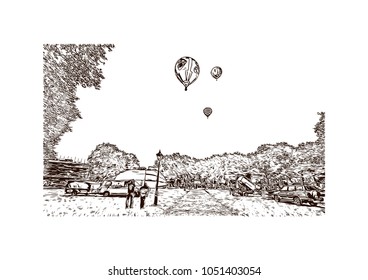 Bristol City in England, UK. Hand drawn sketch illustration in vector.