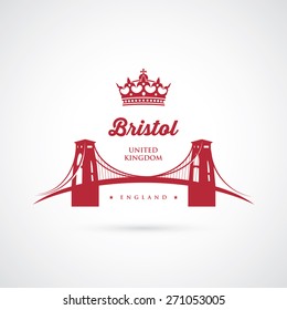 Bristol Clifton suspension bridge sign - vector illustration
